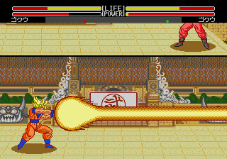 Goku tira un Kamehameha que cruza la pantalla